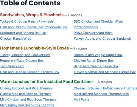 Clickable table of contents